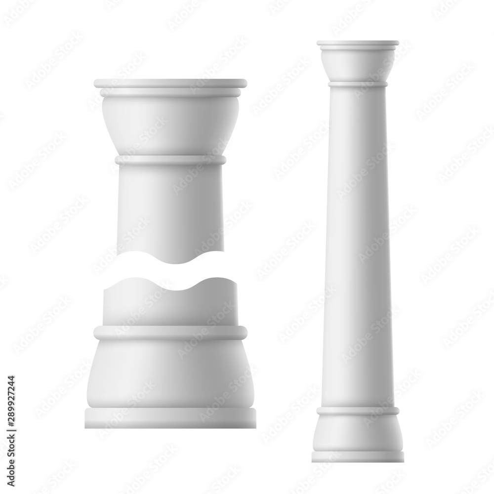 Realistic Detailed 3d Dorian Ancient Columns Set. Vector Realistic Detailed 3d Dorian Ancient Columns Set. Vector