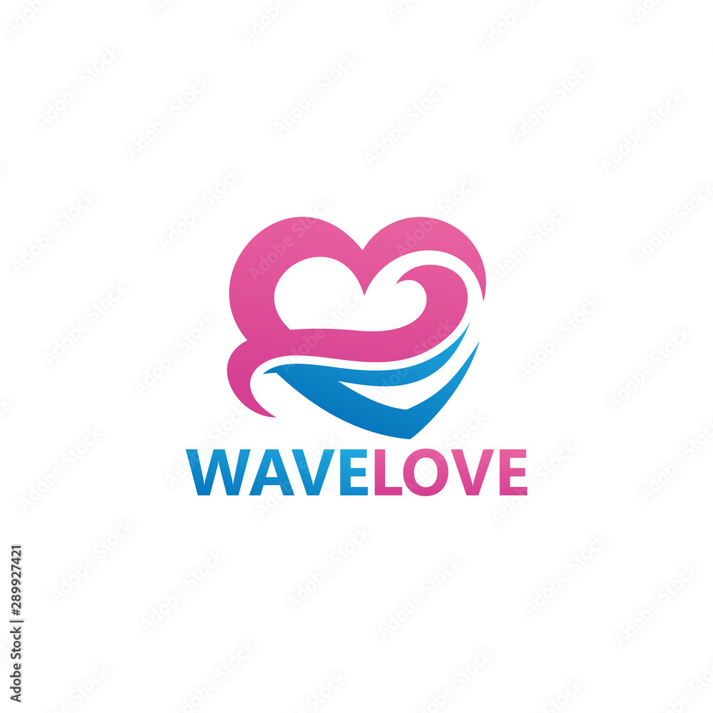 Wave Love Logo Template Design