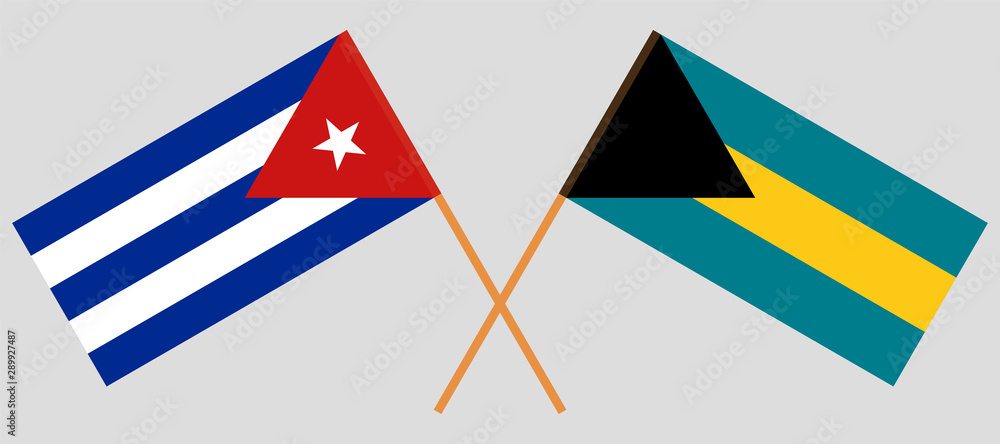 Bahamas and Cuba. Crossed Bahamian and Cuban flags Bahamas and Cuba. Crossed Bahamian and Cuban flags