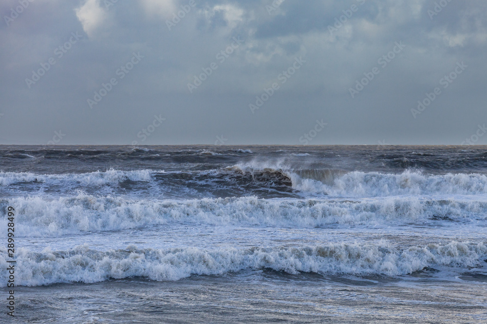 Stormy sea at Westward Ho in North Devon