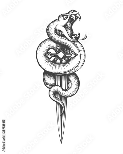 Snake on dagger tattoo