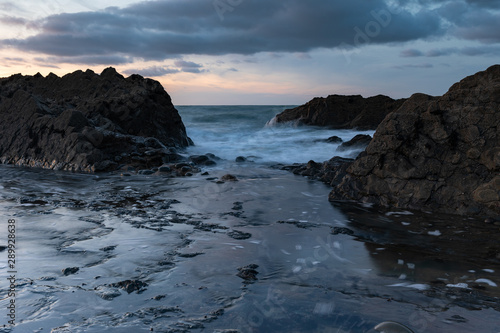 Westward Ho seascape at sunset in north devon