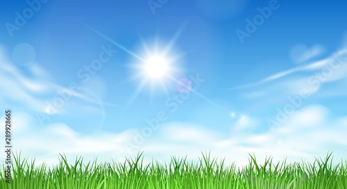Blue sky and grass background