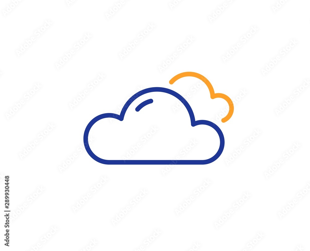 Clouds sign. Cloudy weather line icon. Sky symbol. Colorful outline concept. Blue and orange thin line cloudy weather icon. Vector Clouds sign. Cloudy weather line icon. Sky symbol. Colorful outline concept. Blue and orange thin line cloudy weather icon. Vector