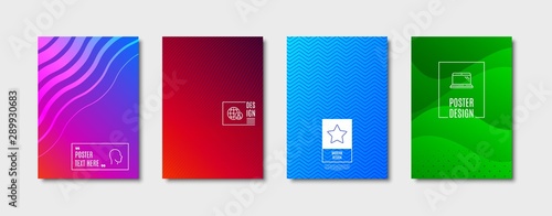Star sign. Poster design, cover template. Laptop, International recruitment and Head line icons set. Computer, World business, Human profile. Best rank. Science set. Abstract background. Vector