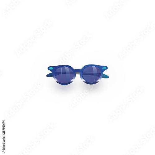 Modern design sunglasses with blue lenses and blue frame