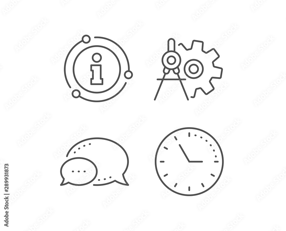 Cogwheel dividers line icon. Chat bubble, info sign elements. Engineering tool sign. Cog gear symbol. Linear cogwheel dividers outline icon. Information bubble. Vector Cogwheel dividers line icon. Chat bubble, info sign elements. Engineering tool sign. Cog gear symbol. Linear cogwheel dividers outline icon. Information bubble. Vector