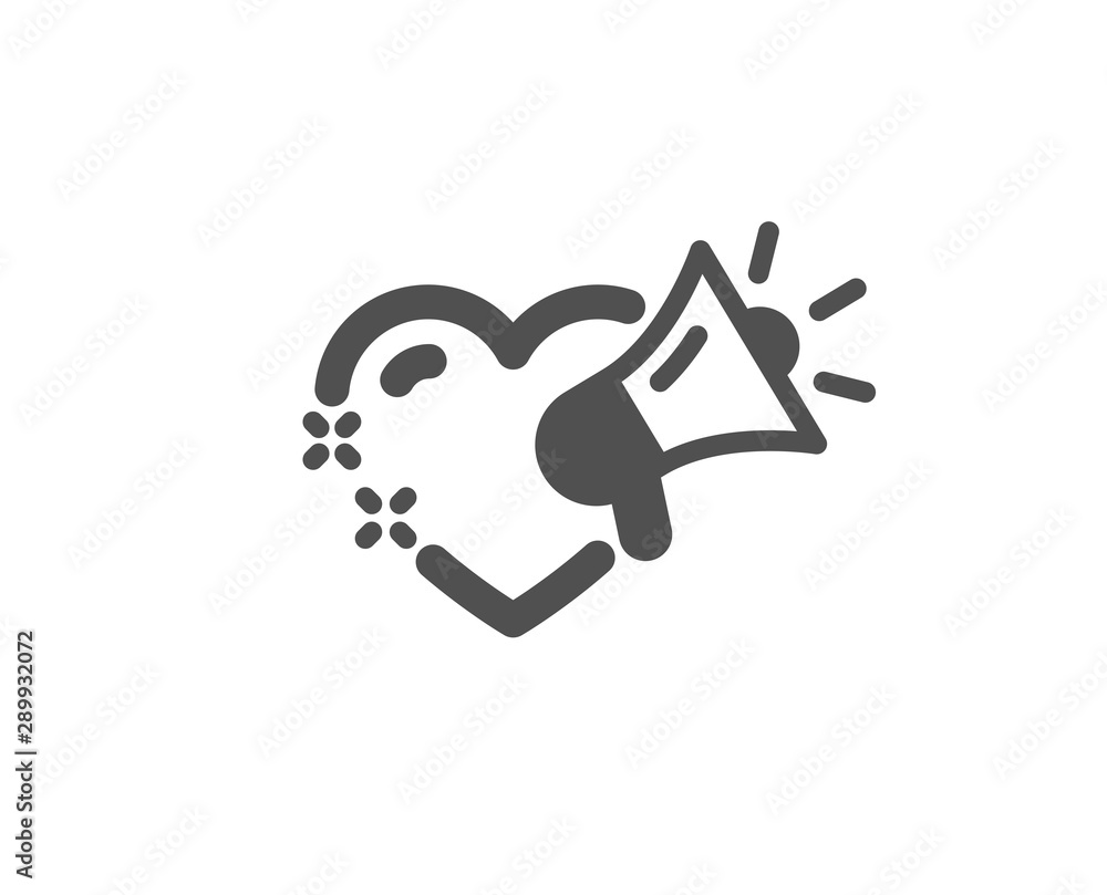Heart and megaphone sign. Love message icon. Valentine day symbol. Classic flat style. Simple love message icon. Vector Heart and megaphone sign. Love message icon. Valentine day symbol. Classic flat style. Simple love message icon. Vector