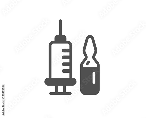 Medicine vaccine sign. Medical vaccination icon. Pharmacy medication symbol. Classic flat style. Simple medical vaccination icon. Vector