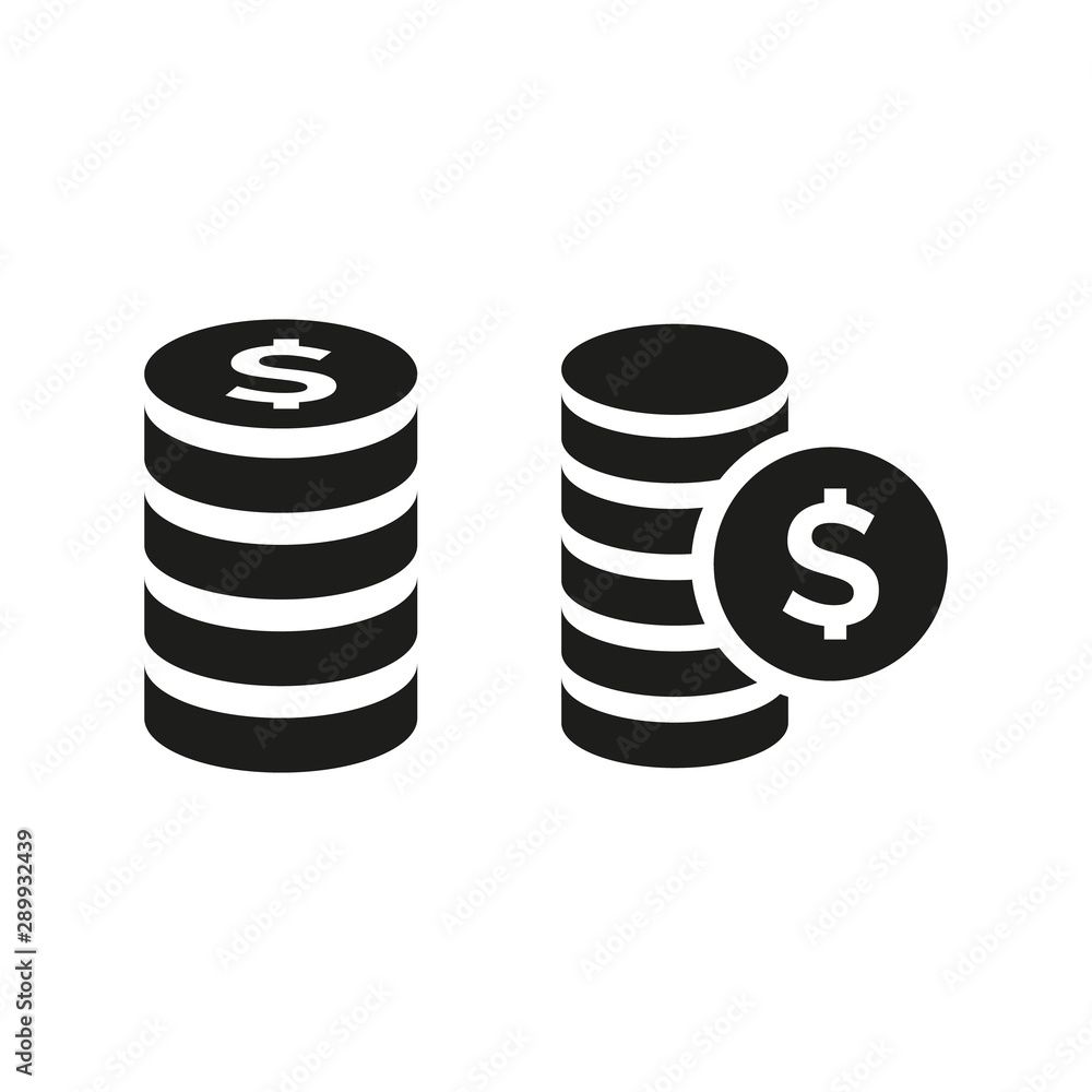 Coins icon on white background. Coins icon on white background.