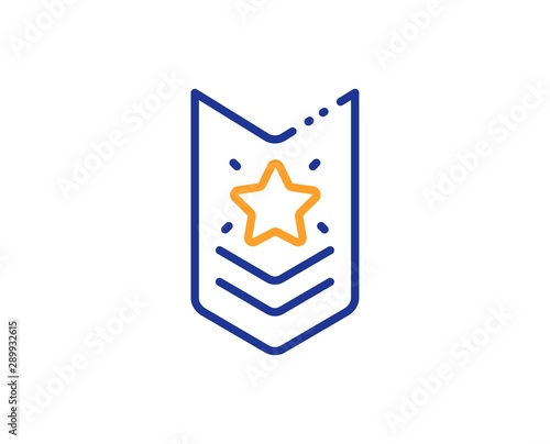 Star award sign. Shoulder strap stars line icon. Best rank symbol. Colorful outline concept. Blue and orange thin line shoulder strap icon. Vector