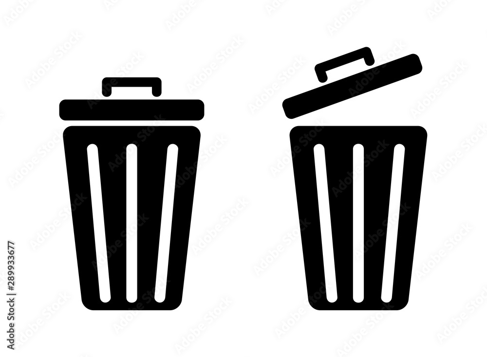 Indoor and outdoor trash can. Vector icons on white background. Indoor and outdoor trash can. Vector icons on white background.