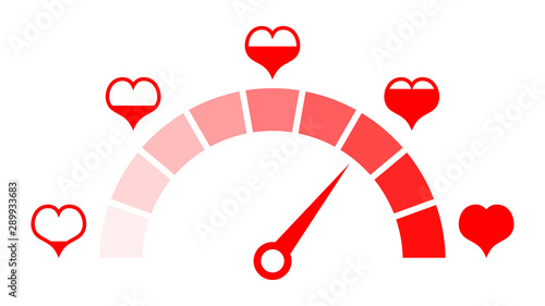 Love meter of Valentine's day. Love heart indicator.