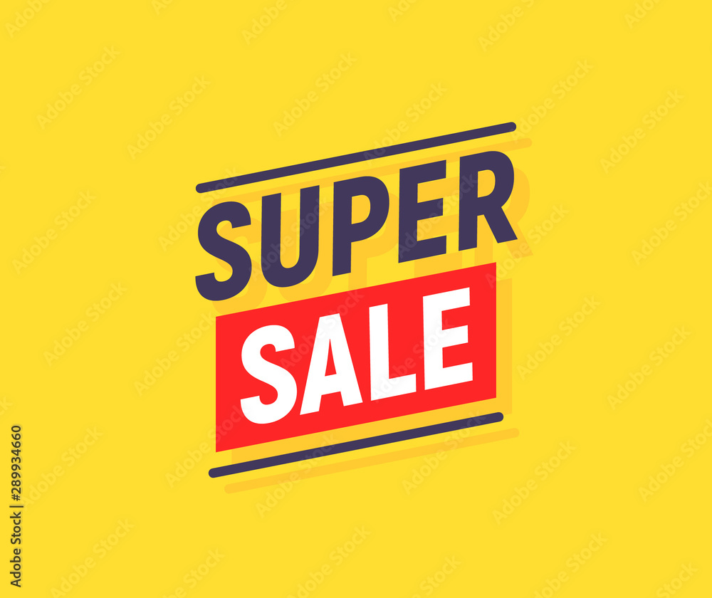 Vettoriale Stock Super SALE banner poster background. Sale promotion offer  template design. Vector yellow sale price discount promo | Adobe Stock