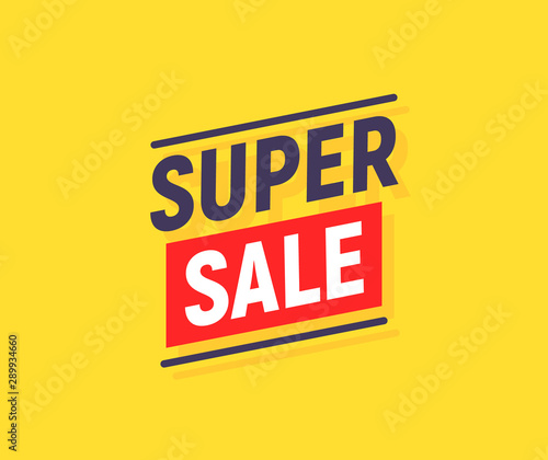 Super SALE banner poster background. Sale promotion offer template design. Vector yellow sale price discount promo