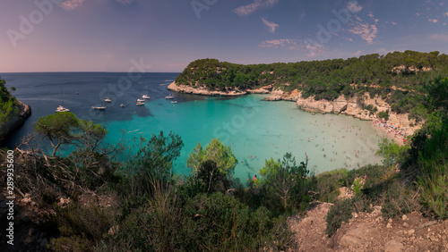 Fototapeta Naklejka Na Ścianę i Meble -  Cala Mitjana and Cala Mitjaneta beaches at the south coast of Menorca Island, Spain.