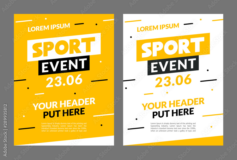 Fototapeta Sport flyer design banner poster. Sport event template brochure for match championship promotion