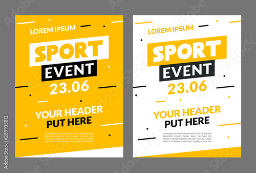 Sport flyer design banner poster. Sport event template brochure for match championship promotion