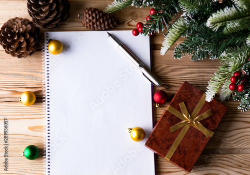 Blank message paper in christmas festive concept
