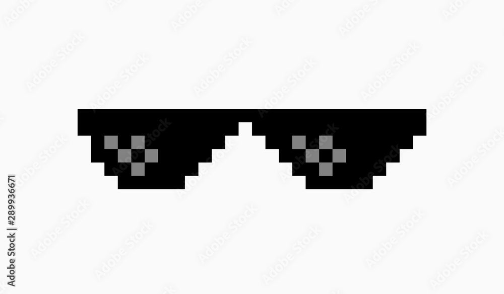 Thug life meme pixel glasses icon. Sunglasses hip hop joke icon prank thug  life Stock Vector | Adobe Stock