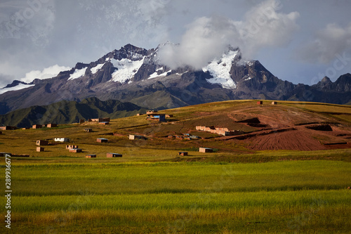 Scenic landscape of inca valley and Andes mountains national heritage