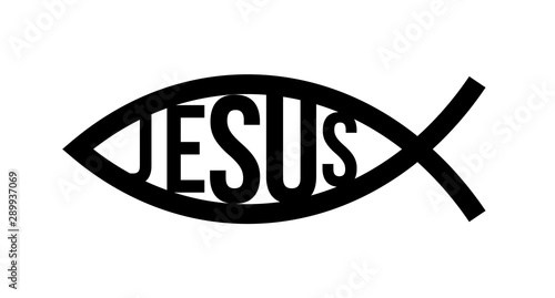 Christian fish symbol. Jesus fish icon religious sign. God Christ logo illustration