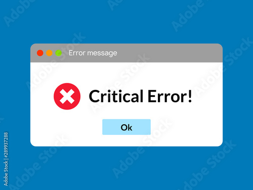 Error message computer window alert popup. System error vector icon failure pc interface