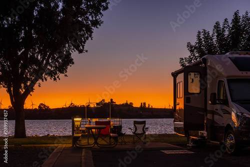 Sunset sky at a Rv park in Rio Vista, Ca. in the delta water way