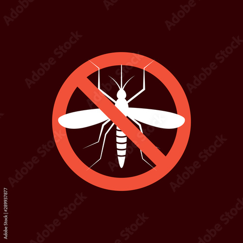Repellent mosquito stop sign icon. Malaria pest insect anti mosquito warning symbol