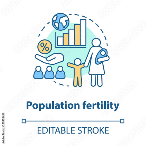 Population fertility concept icon. Birthrate idea thin line illustration. Birth control in different countries. Planned parenthood. Vector isolated outline drawing. Editable stroke