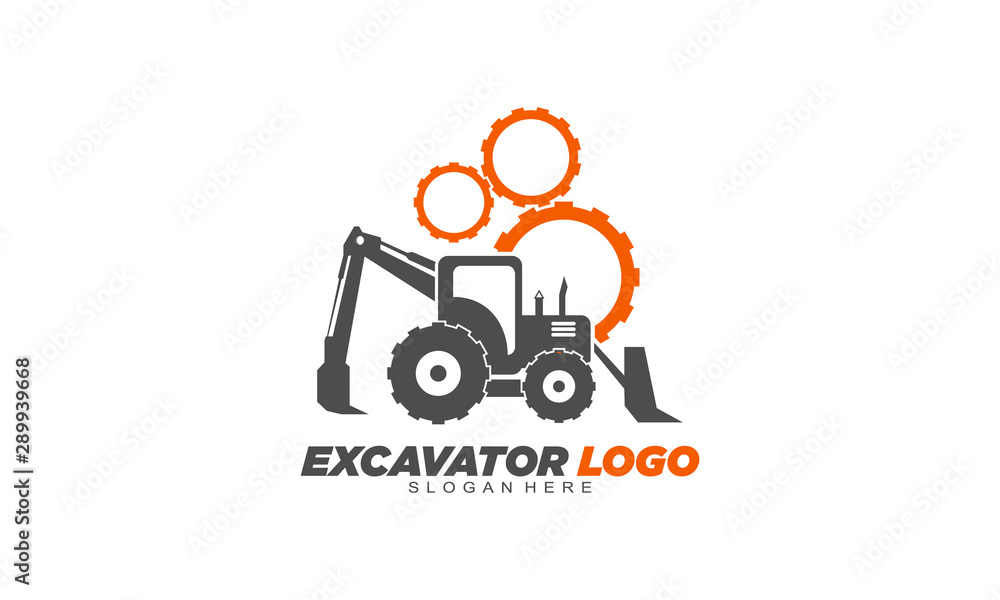 Fototapeta premium Excavator repair logo design