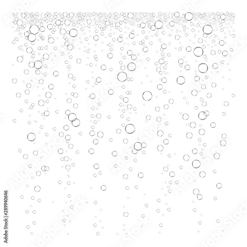 Fizzy drink. Air bubbles isolated on white background. Carbonated drink. Soda. Vector graphics.