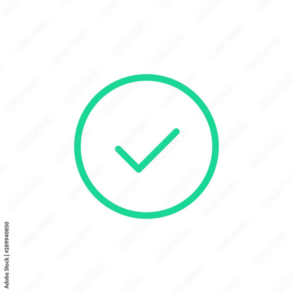 Check mark icon. Green tick. Simple thin line design. Vector checkmark Check mark icon. Green tick. Simple thin line design. Vector checkmark