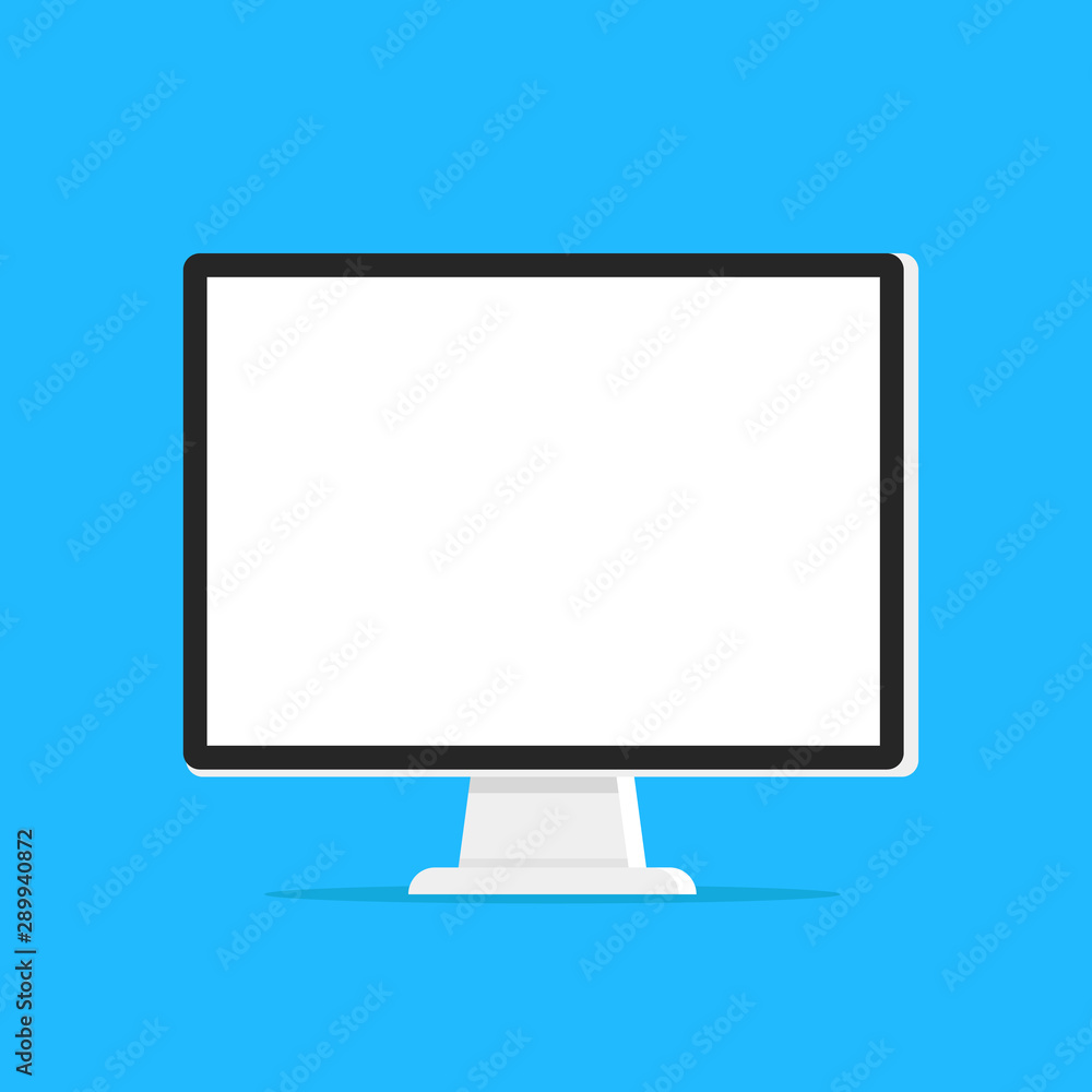 Computer with white screen. Flat design. Vector illustration Computer with white screen. Flat design. Vector illustration