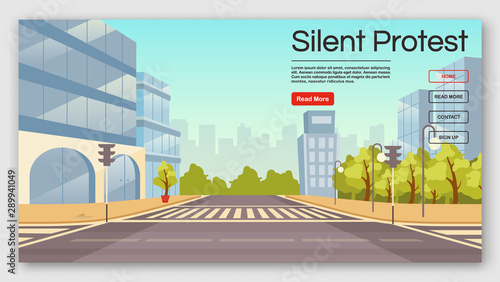 Silent protest landing page vector template. Democracy manifestation website interface idea with flat illustrations. Stay quiet homepage layout. Silent picket web banner, webpage cartoon concept