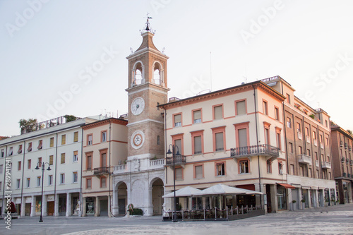 Beautiful view of the Square of the Three Martyrs in Rimini, Italy © marinadatsenko