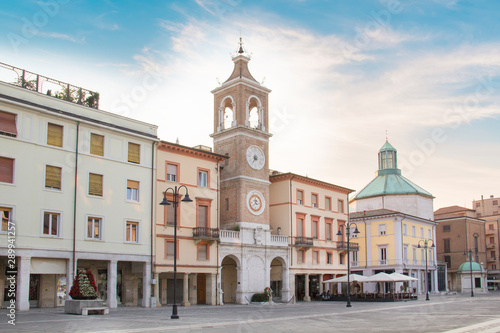 Beautiful view of the Square of the Three Martyrs in Rimini  Italy