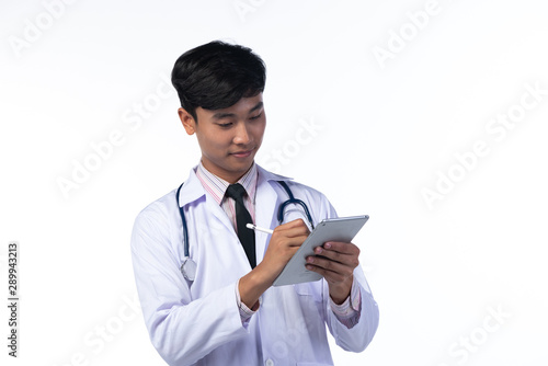 smart doctor portrait on wh...