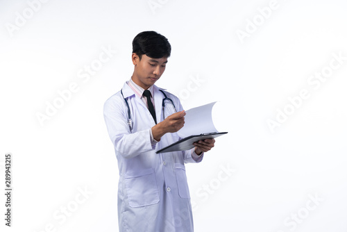 smart doctor portrait on wh...
