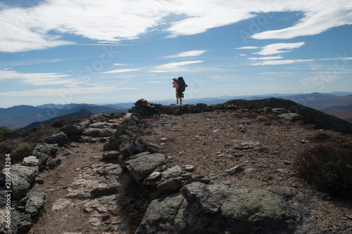 Hiker on pemigewasset trail  White Mountains New Hampshire