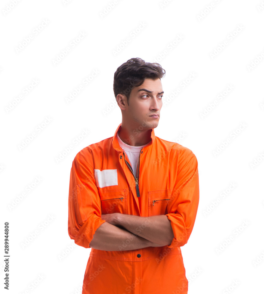 Prisoner in orange robe isolated on white background Prisoner in orange robe isolated on white background