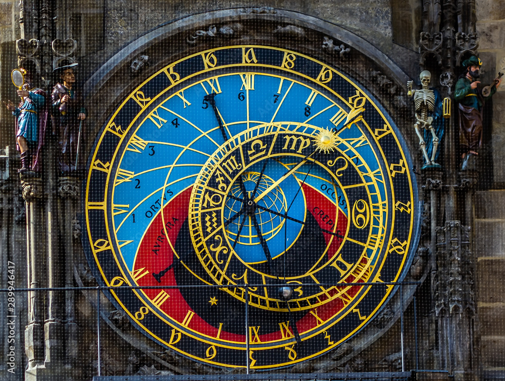 Prague Astronomical Clock Sun and Moon sky displaying various