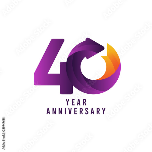 40 Years Anniversary Gradient Purple Vector Template Design Illustration