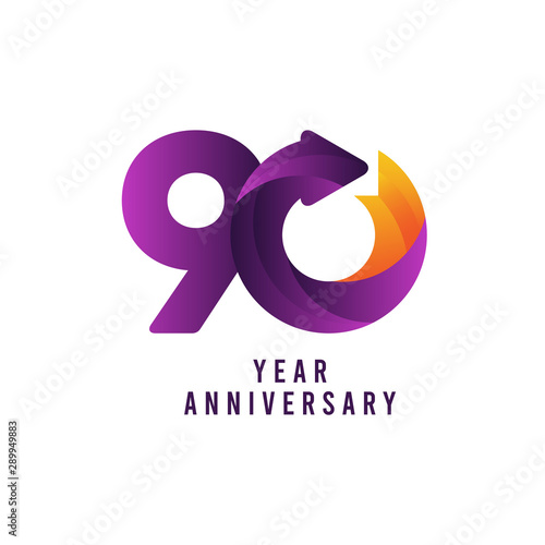 90 Years Anniversary Gradient Purple Vector Template Design Illustration