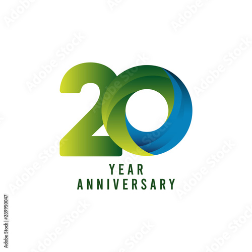 20 Years Anniversary Gradient Vector Template Design Illustration