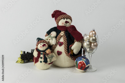 Snowman wineglass Christmas bulbs
