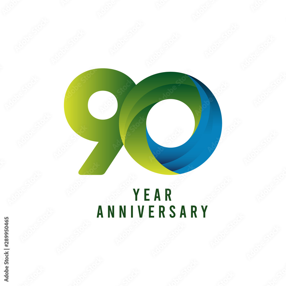 90 Years Anniversary Gradient Vector Template Design Illustration 90 Years Anniversary Gradient Vector Template Design Illustration