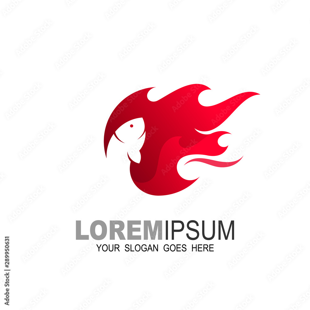 fish fire logo vector, grilled fish logo template, restaurant icon fish fire logo vector, grilled fish logo template, restaurant icon