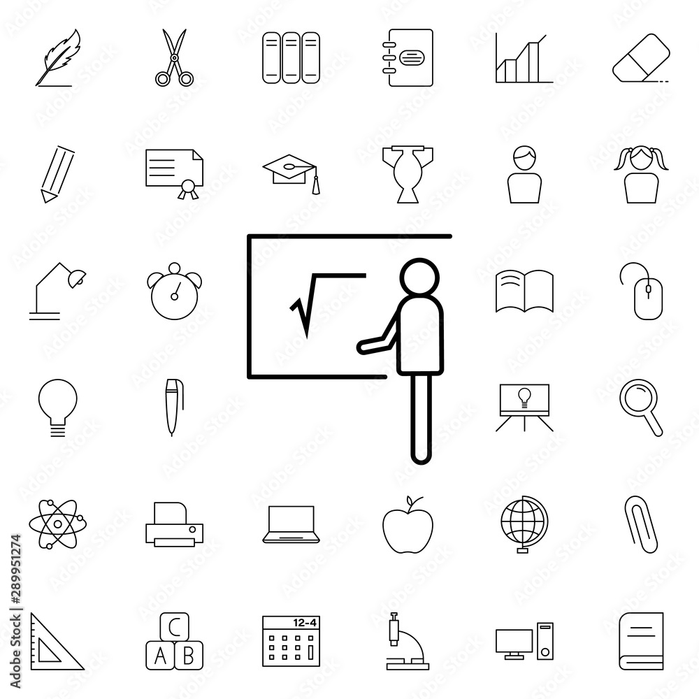 Schoolboy at the blackboard icon. Universal set of education for website design and development, app development Schoolboy at the blackboard icon. Universal set of education for website design and development, app development