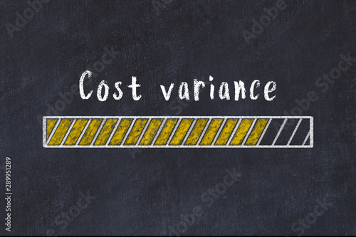 Chalk drawing of loading progress bar with inscription cost variance